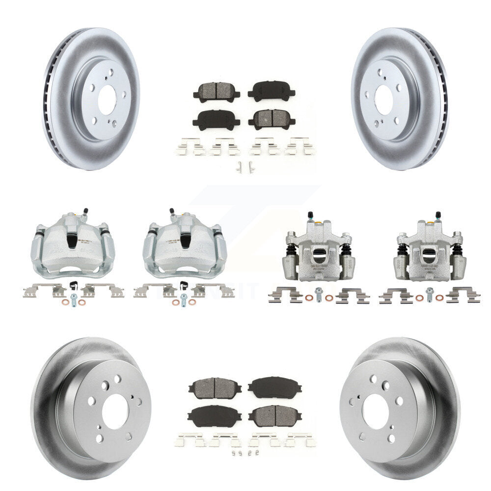 Front Rear Disc Brake Caliper Coat Rotors Semi-Metallic Pad Kit (10Pc) For Toyota Solara KCG-101092S