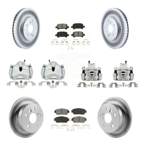 Front Rear Disc Brake Caliper Coat Rotors Semi-Metallic Pad Kit (10Pc) For Toyota Solara KCG-101092S