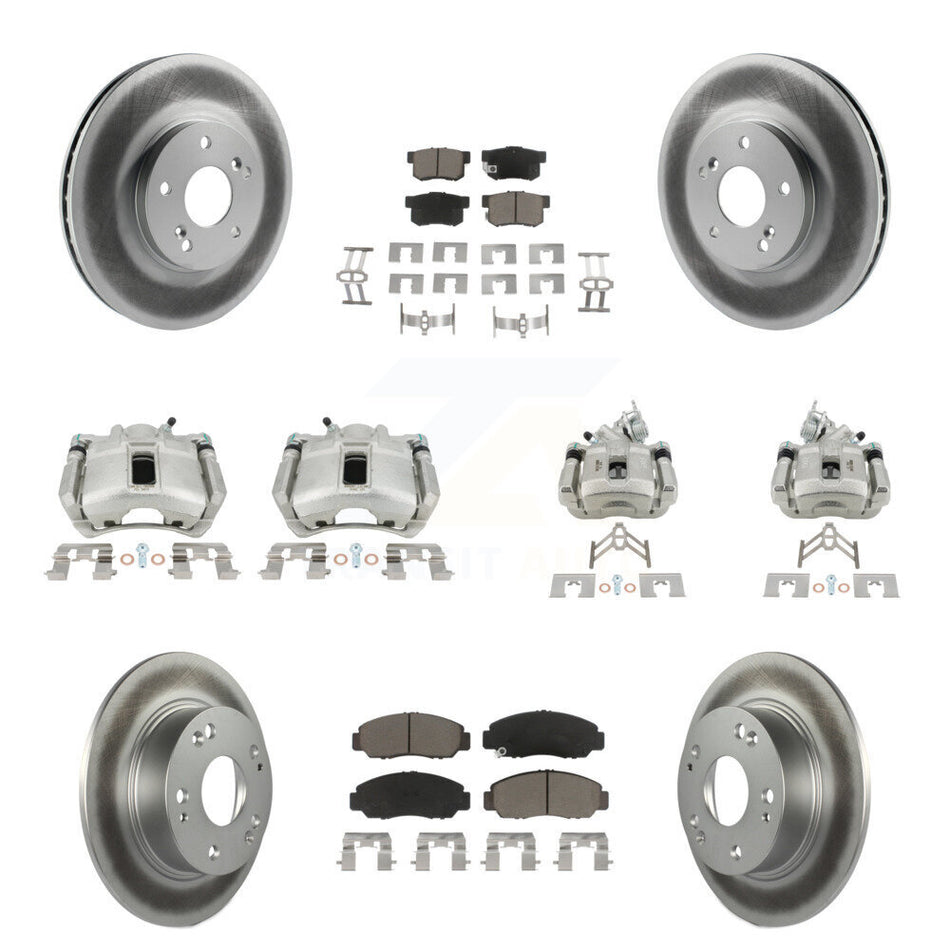 Front Rear Disc Brake Caliper Coated Rotors And Ceramic Pads Kit (10Pc) For Honda Accord KCG-101093C