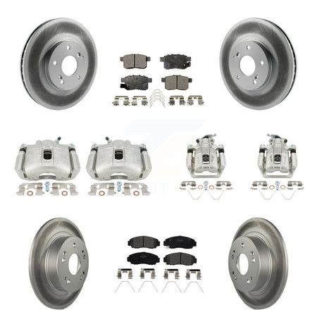 Front Rear Brake Caliper Coat Rotors Semi-Metallic Pad Kit (10Pc) For Honda Accord Acura KCG-101093P