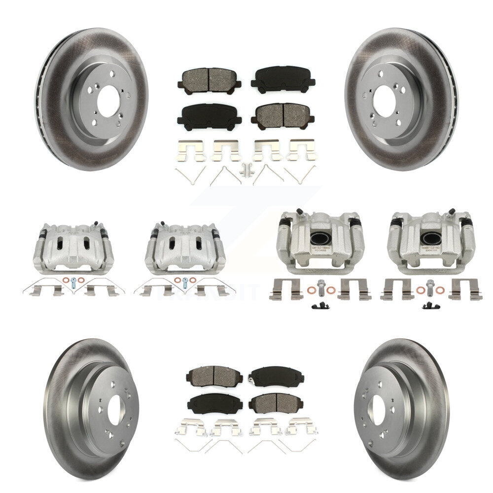 Front Rear Brake Caliper Coat Rotor Semi-Metallic Pad Kit (10Pc) For 11-14 Honda Odyssey KCG-101093S