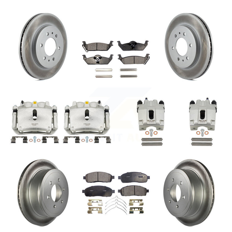Front Rear Disc Brake Caliper Coated Rotors And Ceramic Pads Kit (10Pc) For Ford F-150 KCG-101093T