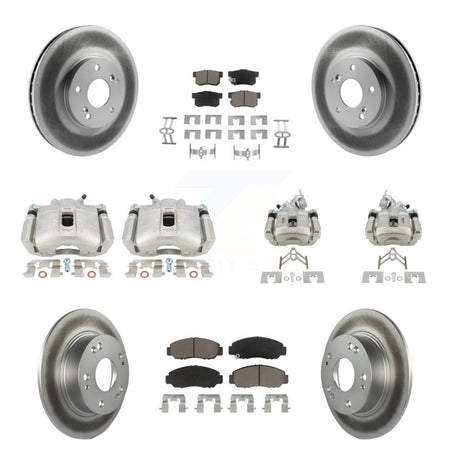 Front Rear Disc Brake Caliper Coated Rotors And Ceramic Pads Kit (10Pc) For Honda Accord KCG-101094C