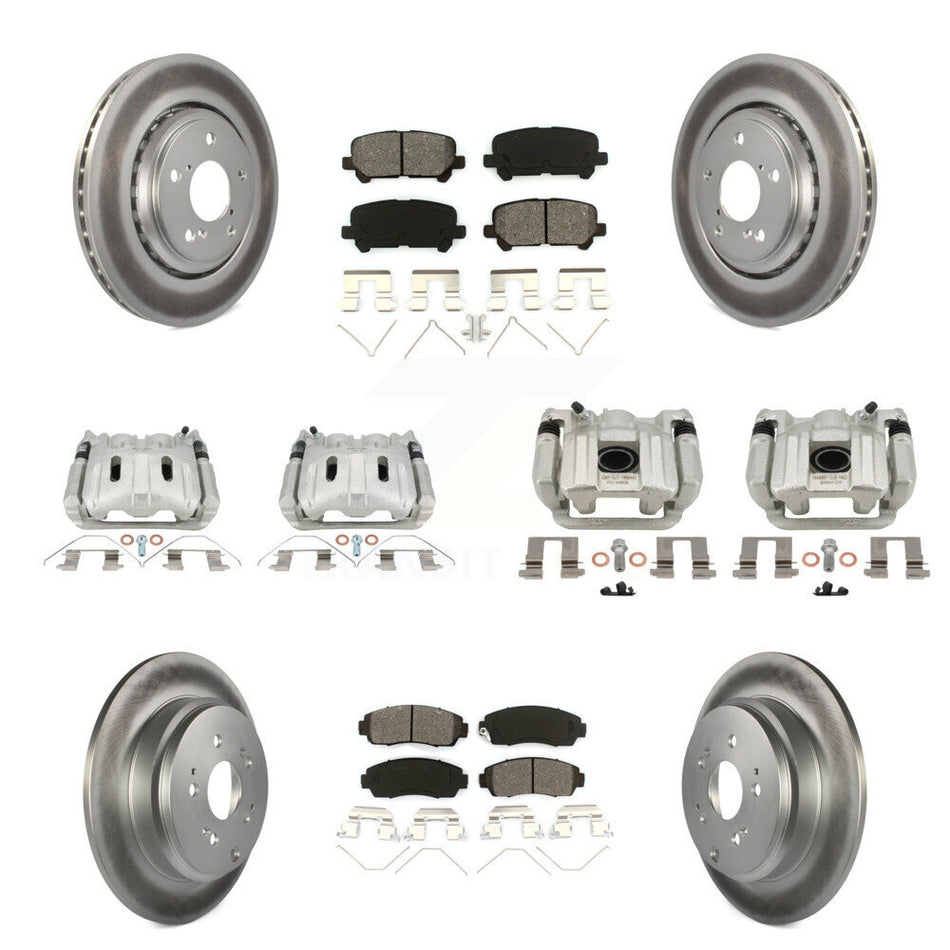 Front Rear Brake Caliper Coat Rotor Semi-Metallic Pad Kit (10Pc) For 15-17 Honda Odyssey KCG-101094S