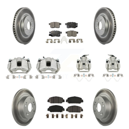 Front Rear Disc Brake Caliper Coat Rotor & Semi-Metallic Pad Kit (10Pc) For Honda Accord KCG-101095P
