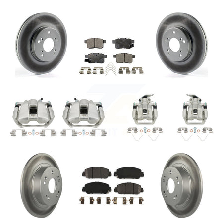 Front Rear Disc Brake Caliper Coat Rotor & Semi-Metallic Pad Kit (10Pc) For Honda Accord KCG-101096P