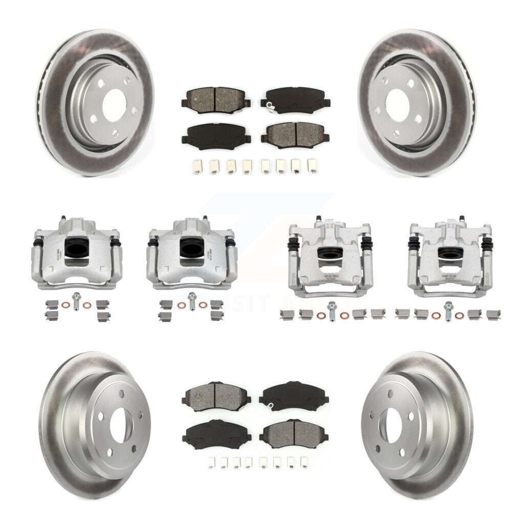 Front Rear Disc Brake Caliper Coat Rotors Semi-Metallic Pad Kit (10Pc) For Jeep Wrangler KCG-101096S