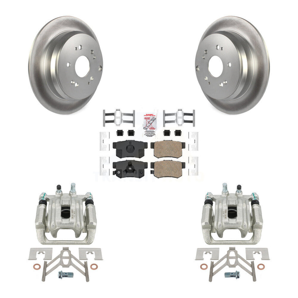 Rear Disc Brake Caliper Coated Rotors And Ceramic Pads Kit For 2005-2006 Honda CR-V KCG-101097N