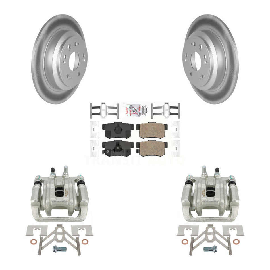 Rear Disc Brake Caliper Coated Rotors And Ceramic Pads Kit For 2010-2011 Honda Accord Crosstour KCG-101098N by Transit Auto