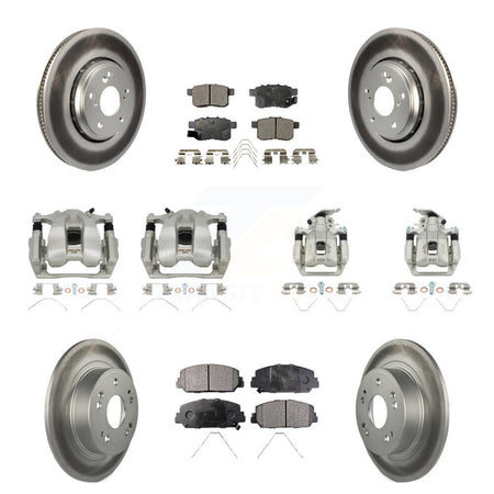 Front Rear Disc Brake Caliper Coat Rotor & Semi-Metallic Pad Kit (10Pc) For Honda Accord KCG-101098P