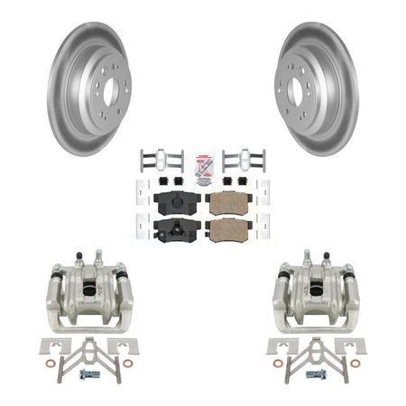 Rear Disc Brake Caliper Coated Rotors And Ceramic Pads Kit For 2010-2011 Honda Accord Crosstour KCG-101099N by Transit Auto