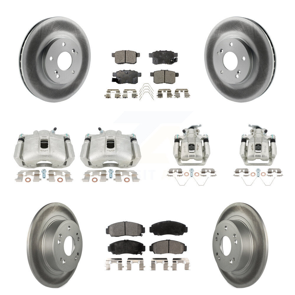 Front Rear Brake Caliper Coat Rotors Semi-Metallic Pad Kit (10Pc) For Honda Accord Acura KCG-101099P