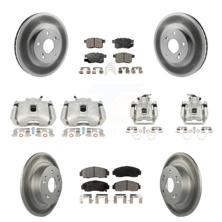 Front Rear Brake Caliper Coat Rotors Semi-Metallic Pad Kit (10Pc) For Honda Accord Acura KCG-101099P