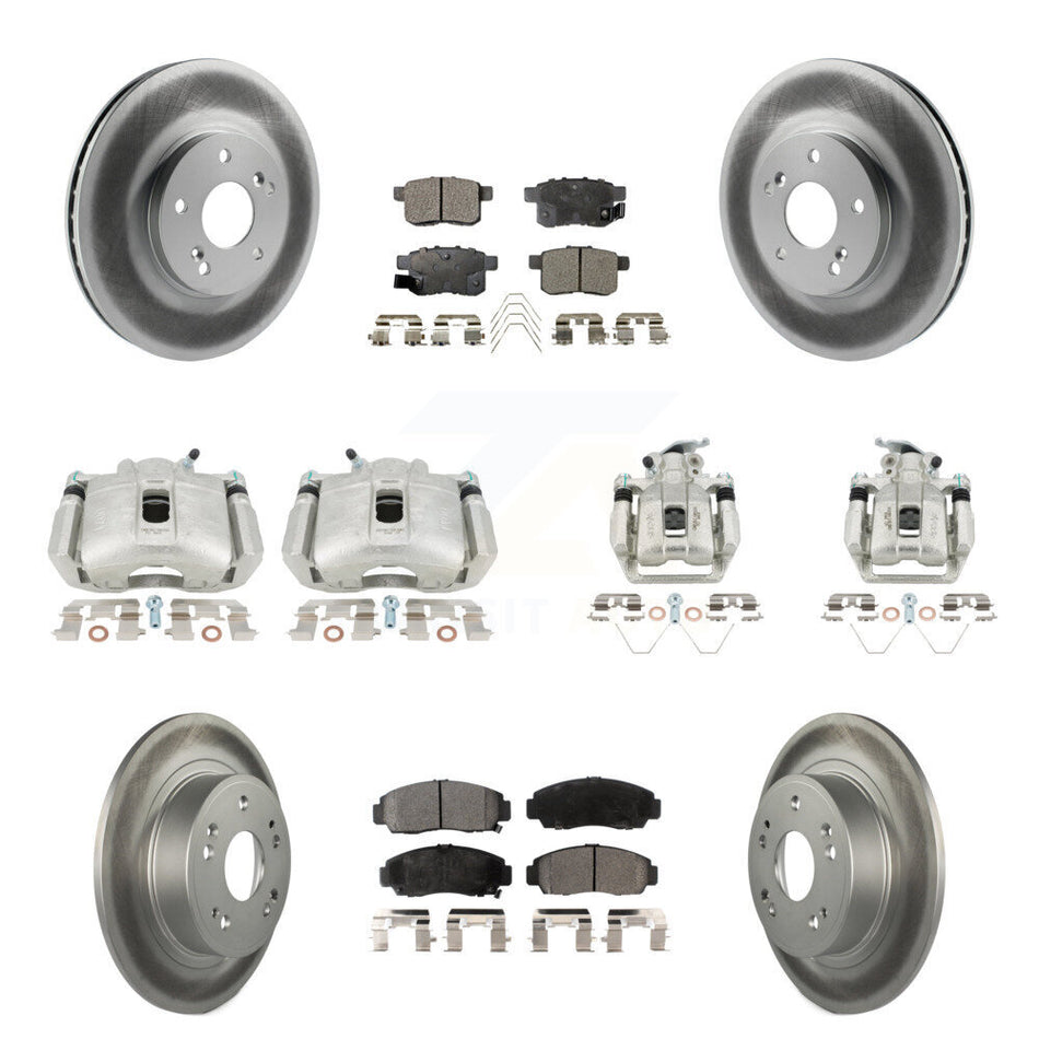 Front Rear Brake Caliper Coat Rotors Semi-Metallic Pad Kit (10Pc) For Honda Accord Acura KCG-101099P
