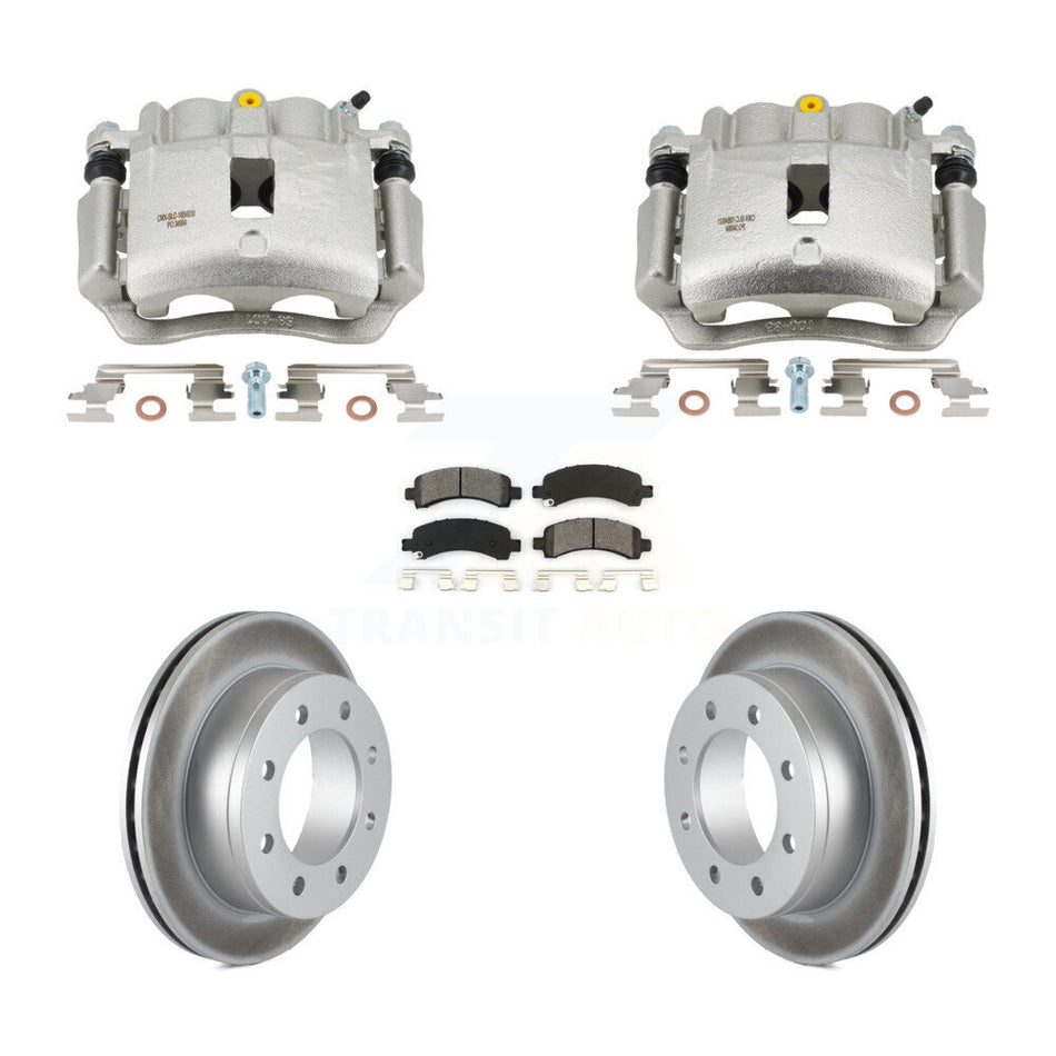 Rear Disc Brake Caliper Coated Rotors And Semi-Metallic Pads Kit For GMC Savana 2500 KCG-101099S
