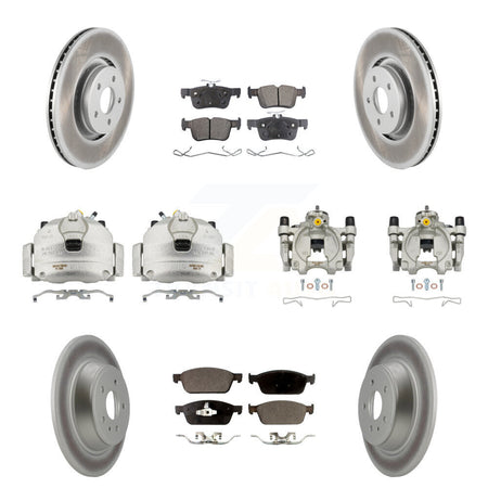 Front Rear Disc Brake Caliper Coated Rotors And Ceramic Pads Kit (10Pc) For Lincoln MKC KCG-101099T