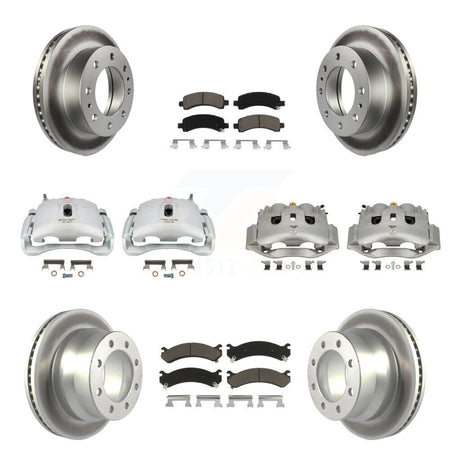 Front Rear Brake Caliper Coat Rotors & Ceramic Pad Kit (10Pc) For Chevrolet Express 4500 KCG-101100C