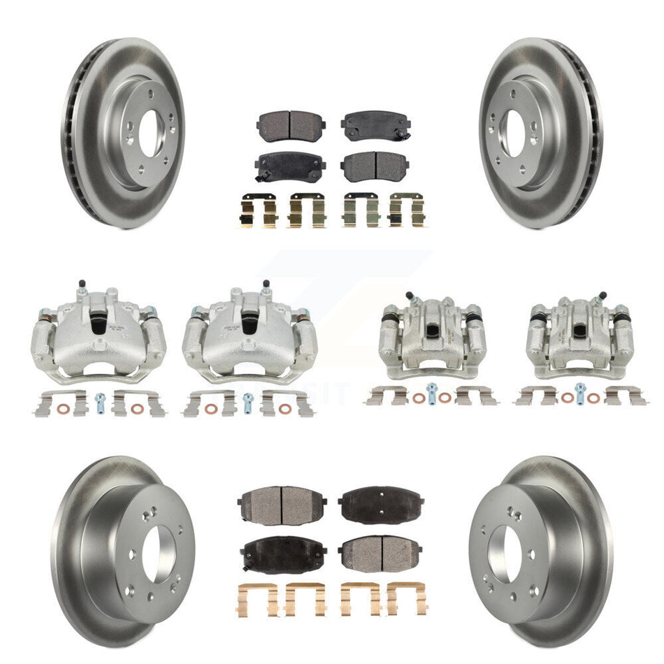 Front Rear Disc Brake Caliper Coated Rotors And Semi-Metallic Pads Kit (10Pc) For Kia Forte Koup Forte5 2.0L KCG-101100P