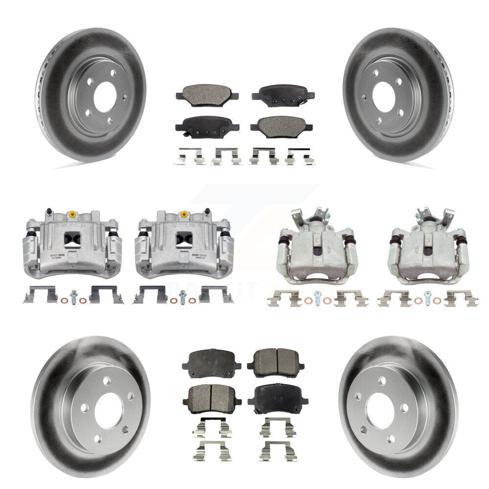 Front Rear Disc Brake Caliper Coated Rotors And Ceramic Pads Kit (10Pc) For Pontiac G6 KCG-101101T