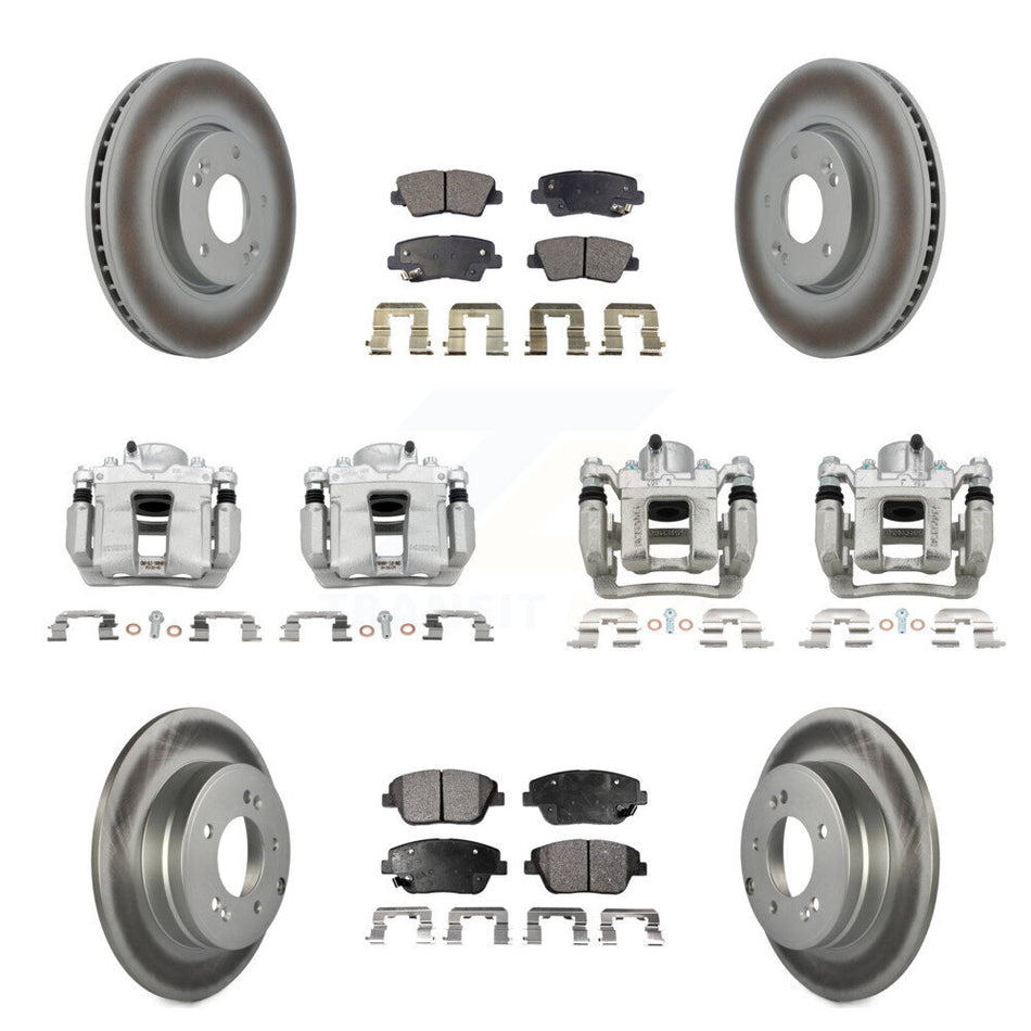 Front Rear Brake Caliper Coat Rotor Ceramic Pad Kit (10Pc) For Hyundai Sonata Kia Optima KCG-101102T