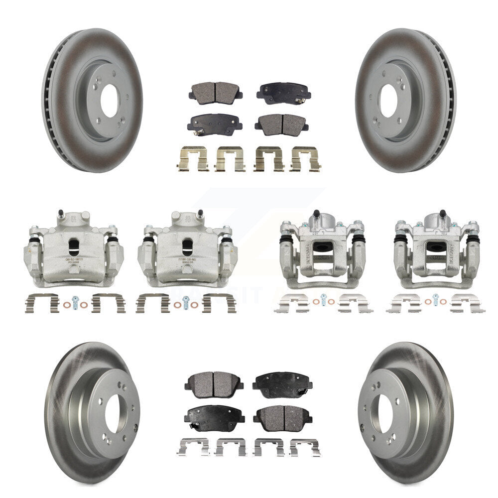 Front Rear Brake Caliper Coat Rotors Ceramic Pad Kit (10Pc) For 2014 Hyundai Sonata 2.0L KCG-101103T