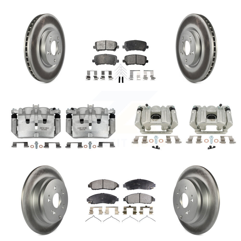 Front Rear Disc Brake Caliper Coat Rotors Semi-Metallic Pad Kit (10Pc) For Acura MDX ZDX KCG-101104P