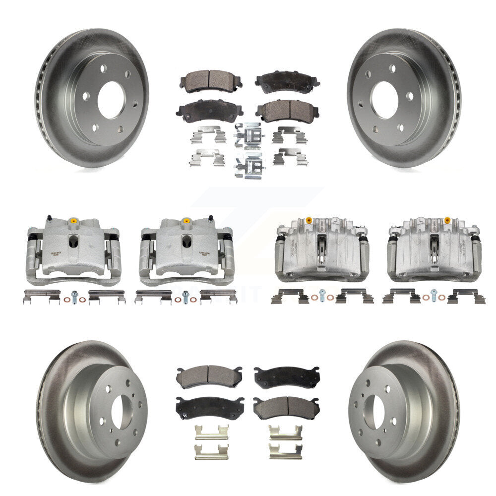 Front Rear Brake Caliper Coat Rotor & Ceramic Pad Kit (10Pc) For GMC Sierra 1500 Classic KCG-101106T