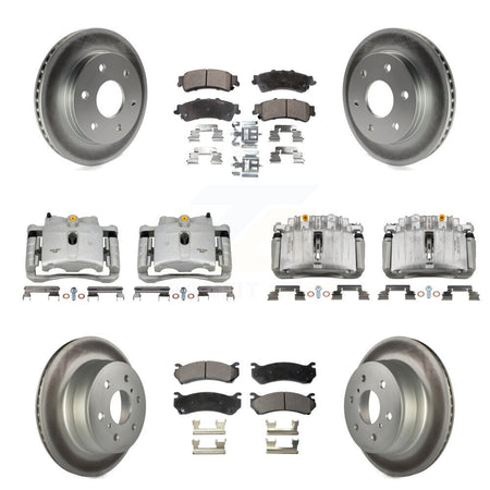 Front Rear Brake Caliper Coat Rotor & Ceramic Pad Kit (10Pc) For GMC Sierra 1500 Classic KCG-101106T