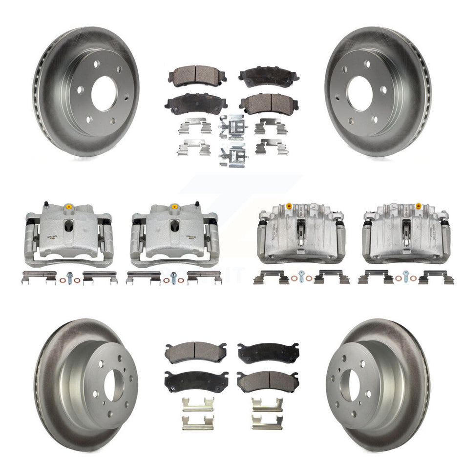 Front Rear Brake Caliper Coat Rotor & Ceramic Pad Kit (10Pc) For GMC Sierra 1500 Classic KCG-101106T