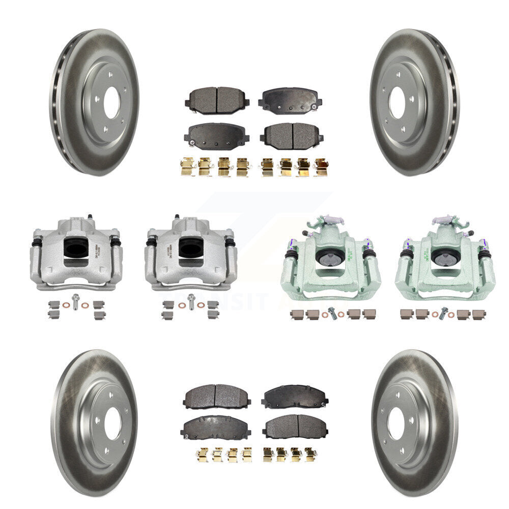Front Rear Disc Brake Caliper Coated Rotors And Ceramic Pads Kit (10Pc) For Ram C/V KCG-101108T