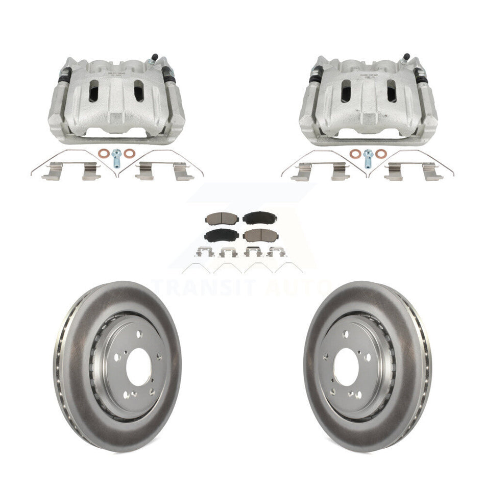 Front Disc Brake Caliper Coated Rotors And Ceramic Pads Kit For 2015-2017 Honda Odyssey KCG-101109C