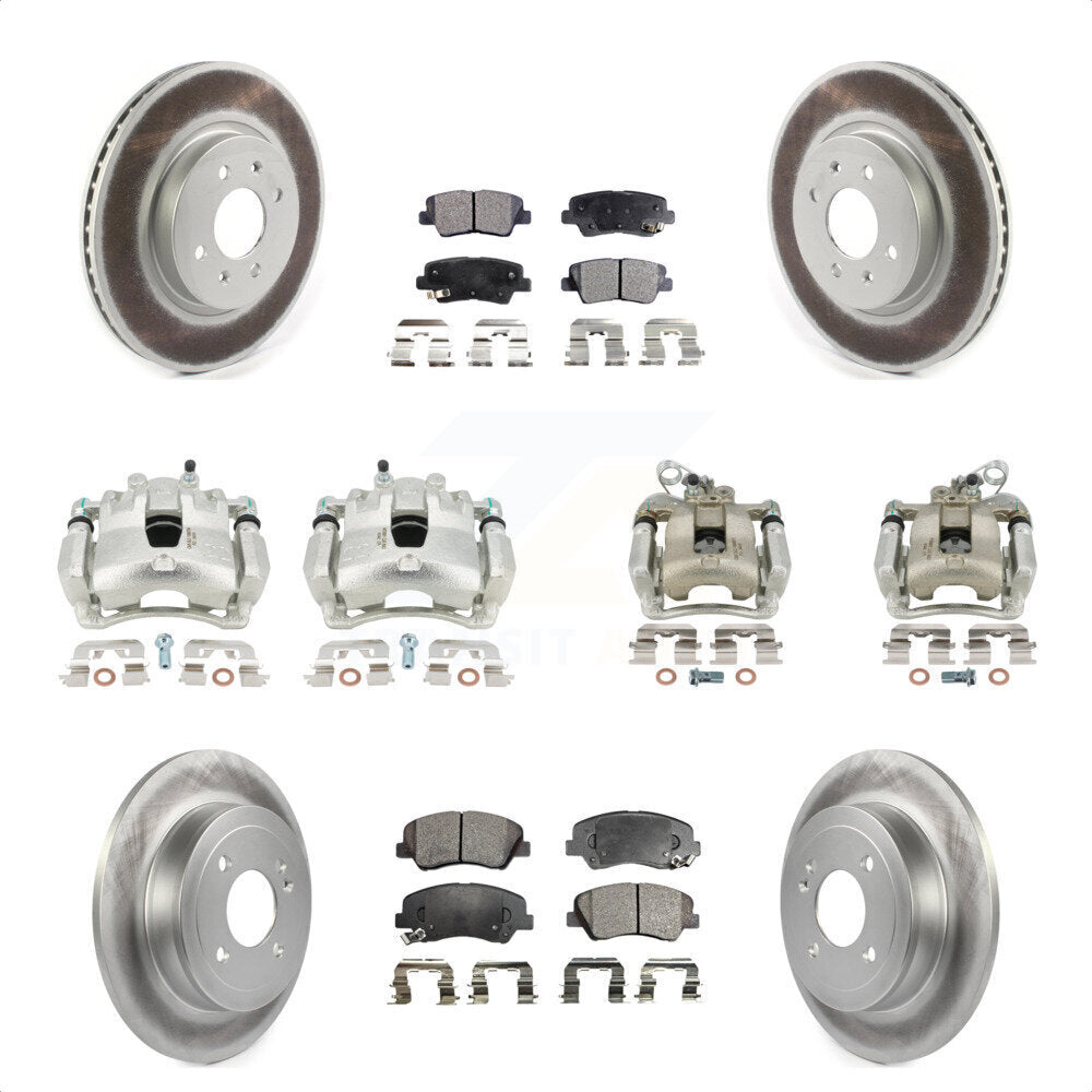 Front Rear Disc Brake Caliper Coated Rotors And Semi-Metallic Pads Kit (10Pc) For Kia Rio KCG-101109P by Transit Auto