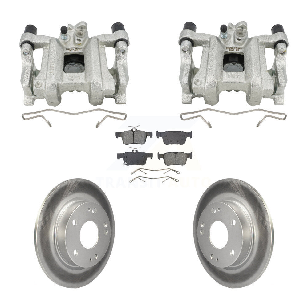 Rear Disc Brake Caliper Coated Rotors And Semi-Metallic Pads Kit For Honda Civic Insight KCG-101109S