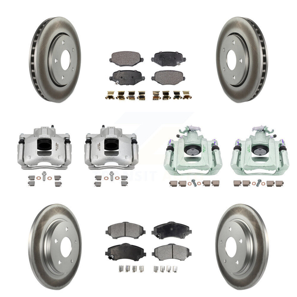 Front Rear Disc Brake Caliper Coated Rotors And Ceramic Pads Kit (10Pc) For Ram C/V KCG-101109T
