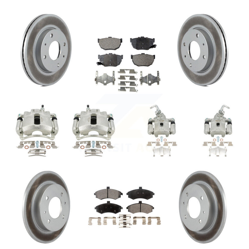 Front Rear Disc Brake Caliper Coated Rotors And Ceramic Pads Kit (10Pc) For Hyundai Elantra rear brakes KCG-101110T