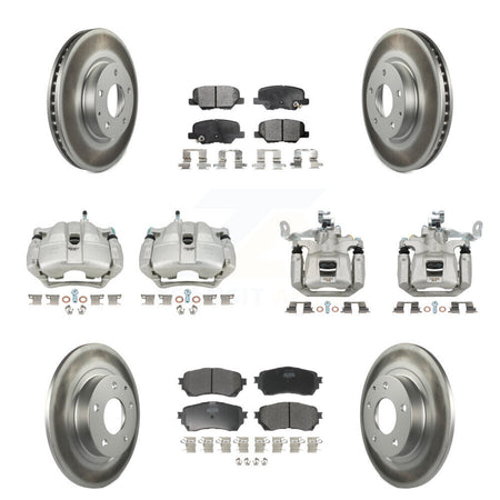 Front Rear Disc Brake Caliper Coated Rotors And Semi-Metallic Pad Kit (10Pc) For Mazda 6 KCG-101111P