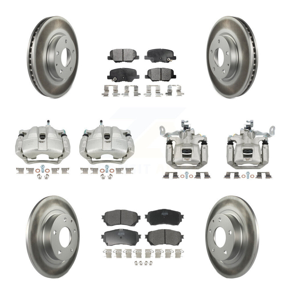 Front Rear Disc Brake Caliper Coated Rotors And Semi-Metallic Pad Kit (10Pc) For Mazda 6 KCG-101111P