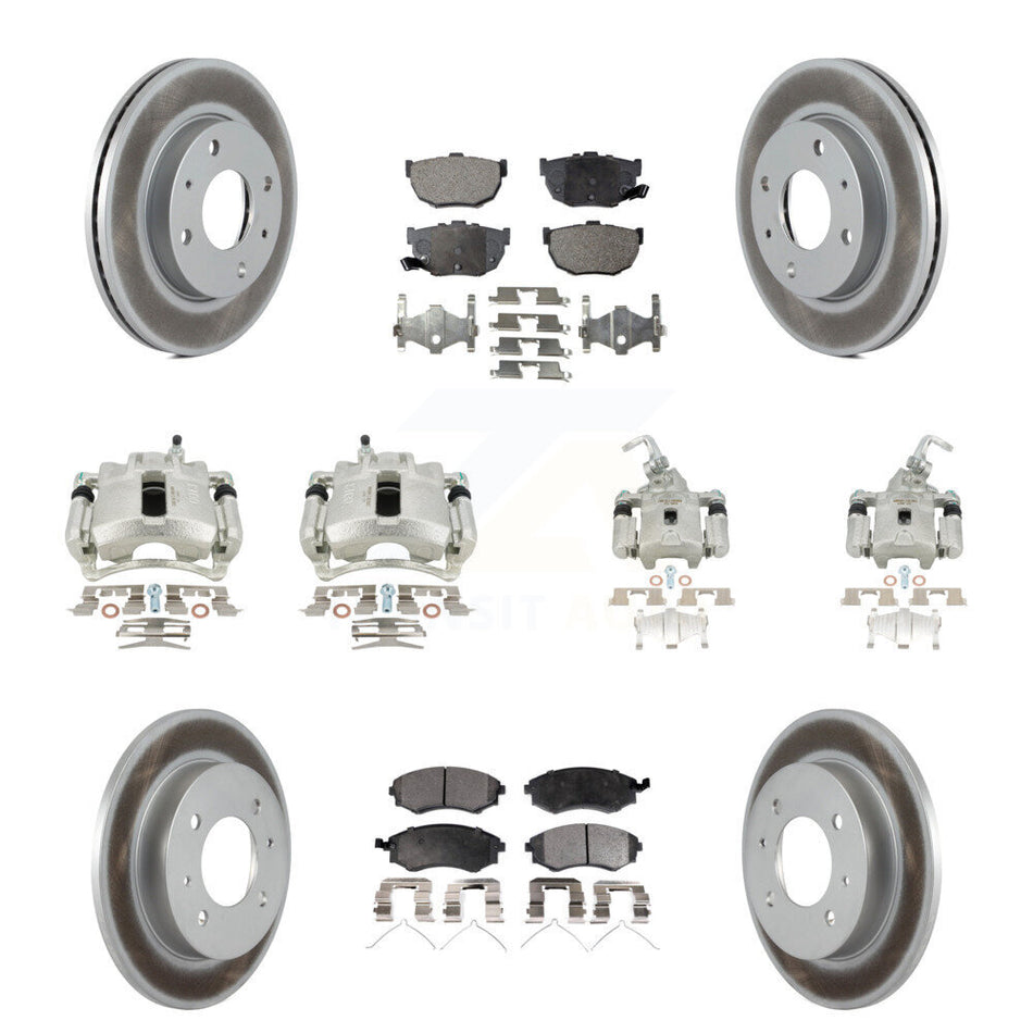 Front Rear Disc Brake Caliper Coated Rotors And Ceramic Pads Kit (10Pc) For 2002 Hyundai Elantra rear brakes To 10 31 01 KCG-101111T