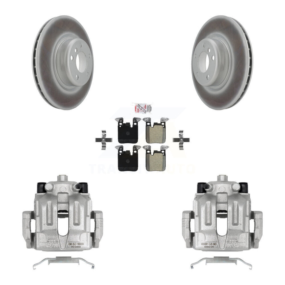 Rear Disc Brake Caliper Coated Rotors And Semi-Metallic Pads Kit For 2012 BMW 328i 2.0L With Blue Painted Calipers KCG-101112N