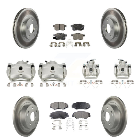 Front Rear Disc Brake Caliper Coated Rotors And Ceramic Pads Kit (10Pc) For Honda Accord KCG-101112T