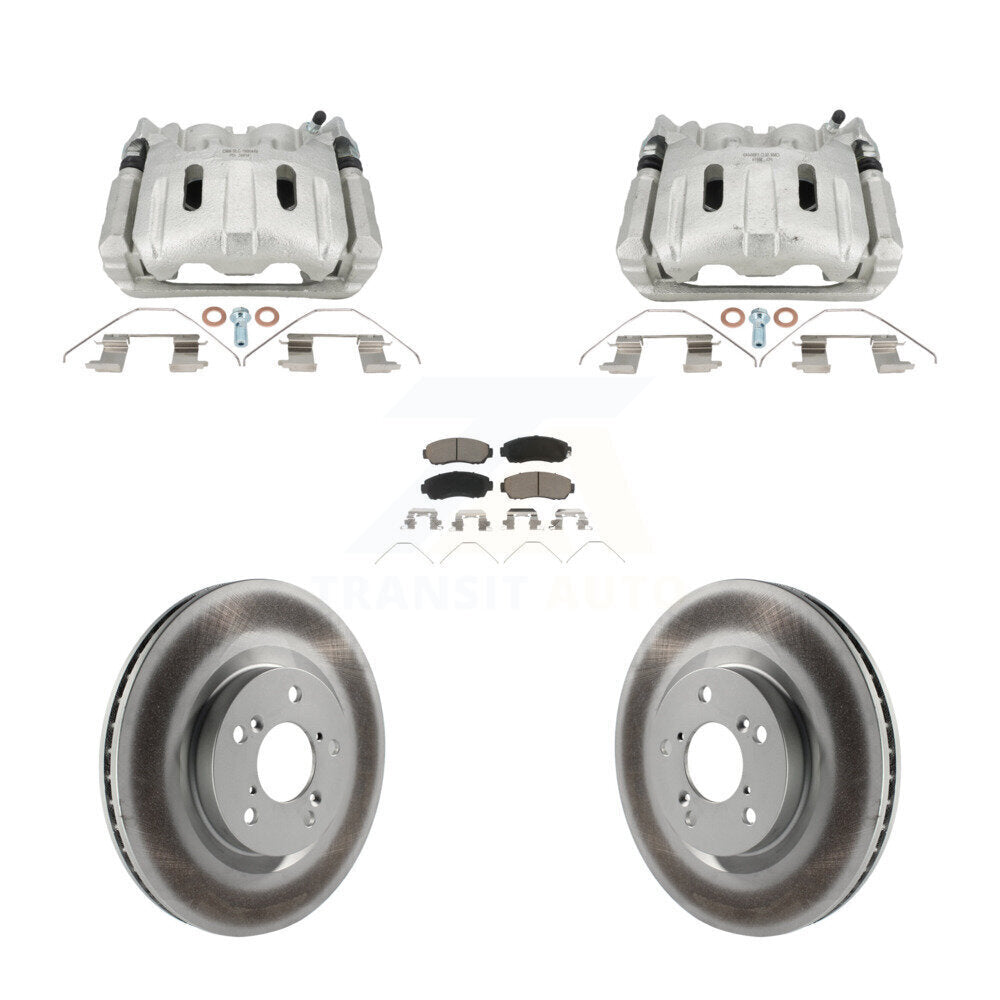Front Disc Brake Caliper Coated Rotors And Ceramic Pads Kit For 2011-2014 Honda Odyssey KCG-101113C