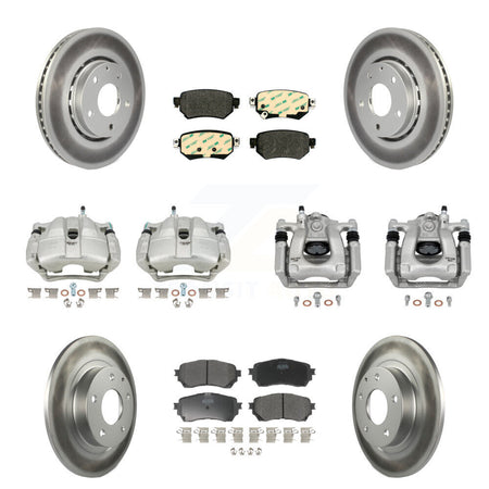 Front Rear Disc Brake Caliper Coated Rotors And Semi-Metallic Pad Kit (10Pc) For Mazda 6 KCG-101113P