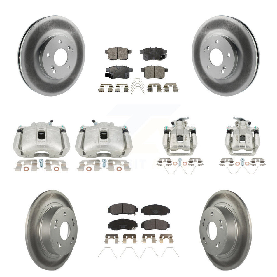 Front Rear Brake Caliper Coat Rotors & Ceramic Pad Kit (10Pc) For Honda Accord Acura TSX KCG-101113T