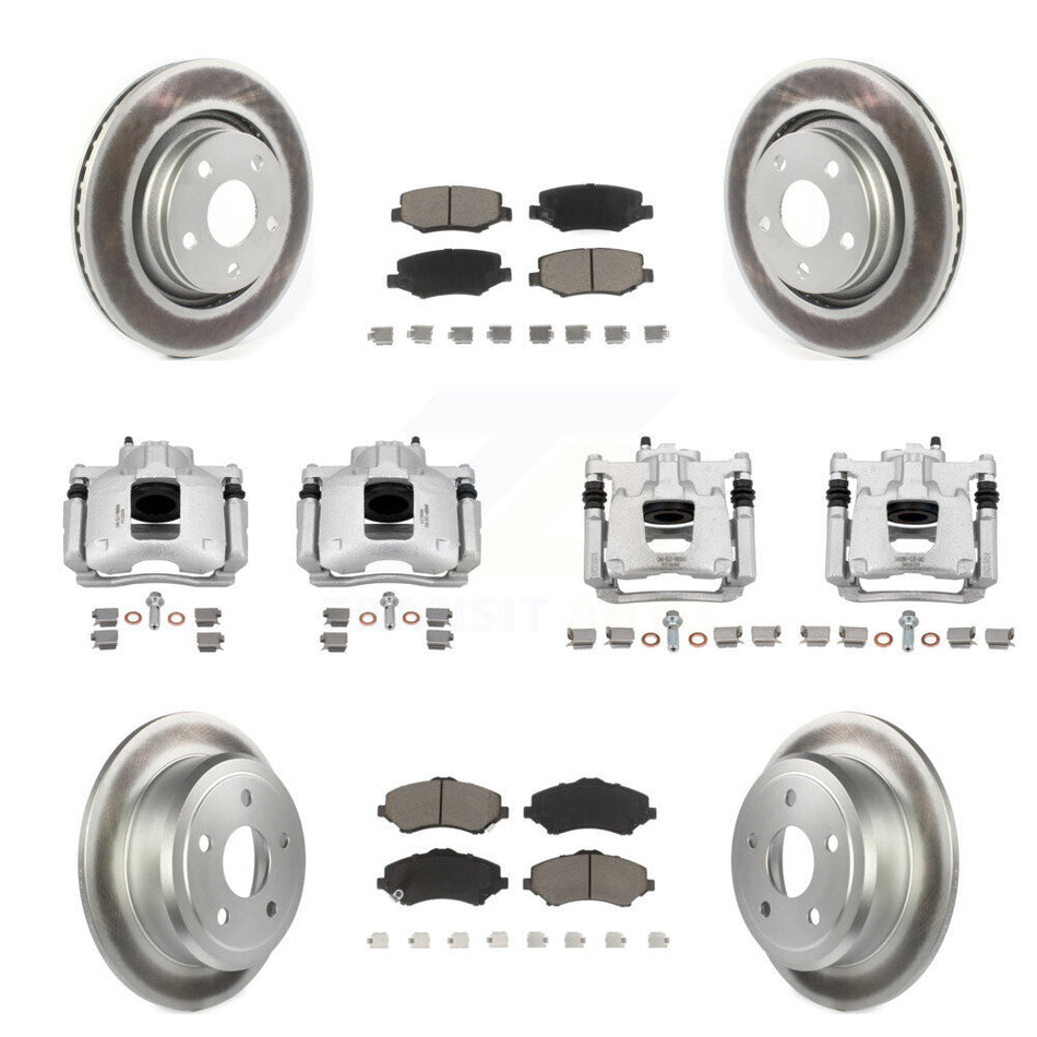 Front Rear Disc Brake Caliper Coated Rotors And Ceramic Pad Kit (10Pc) For Jeep Wrangler KCG-101114C