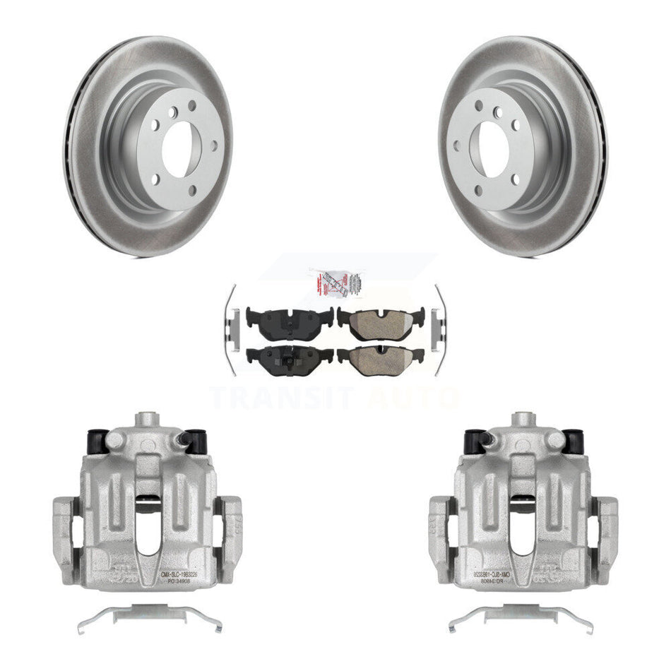 Rear Disc Brake Caliper Coated Rotors And Semi-Metallic Pads Kit For BMW 328i 325i 323i KCG-101114N