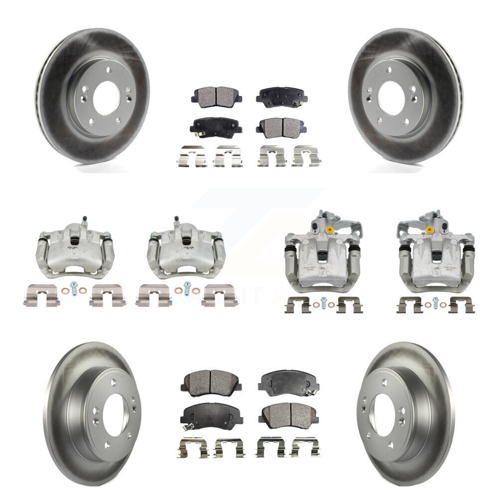 Front Rear Brake Caliper Coat Rotors Semi-Metallic Pad Kit (10Pc) For Hyundai Elantra GT KCG-101114P