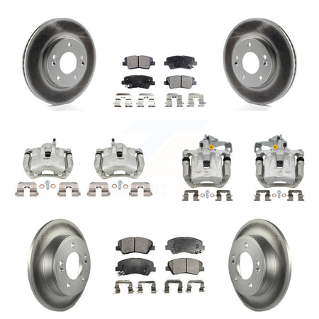 Front Rear Brake Caliper Coat Rotors Semi-Metallic Pad Kit (10Pc) For Hyundai Elantra GT KCG-101114P