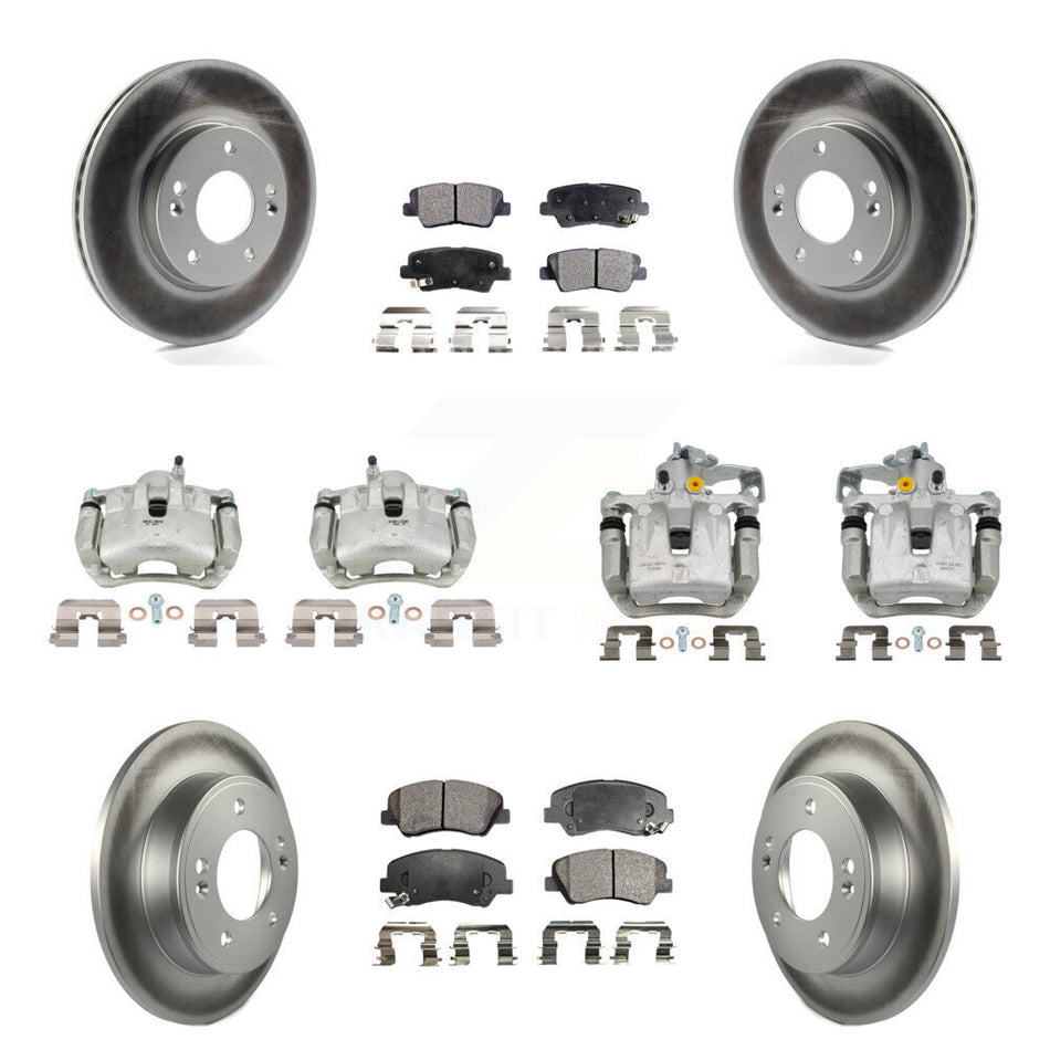 Front Rear Brake Caliper Coat Rotors Semi-Metallic Pad Kit (10Pc) For Hyundai Elantra GT KCG-101114P