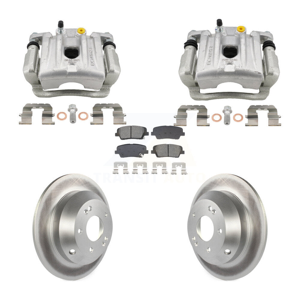Rear Brake Caliper Coat Rotor And Semi-Metallic Pad Kit For Hyundai Santa Fe Kia Sorento KCG-101114S