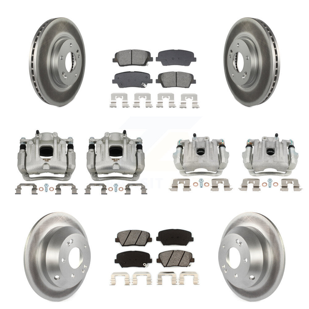 Front Rear Brake Caliper Coat Rotors & Semi-Metallic Pad Kit (10Pc) For Hyundai Santa Fe KCG-101115S